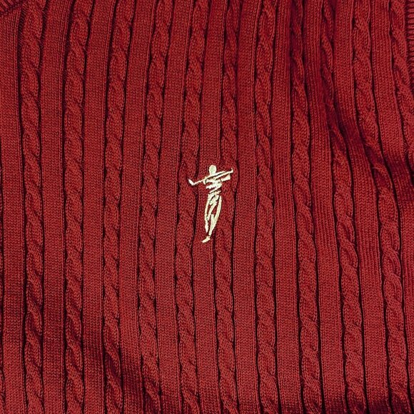 Fairway Outfitters Mens Large Sweater Vest Rust Cotton Cable Knit Golf Pullover - Picture 6 of 8